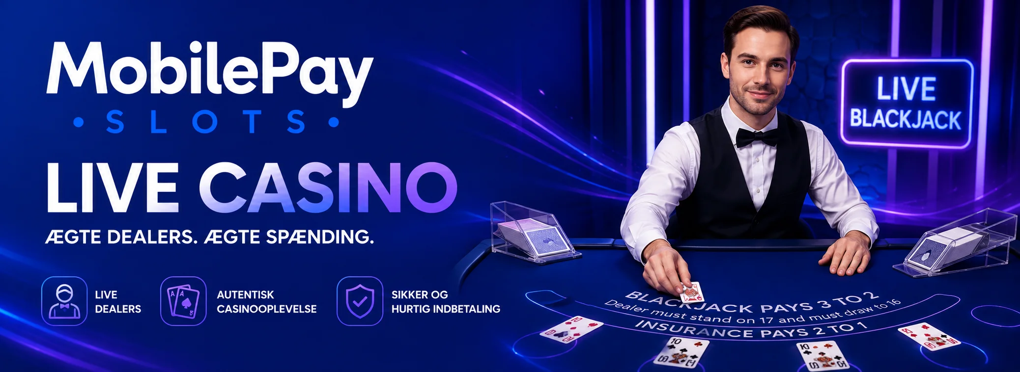 Live casino hos MobilePay Slots — borde fra Evolution fra 10 kr